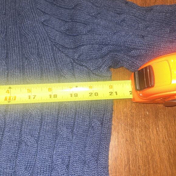 Polo Ralph Lauren Womens Cable Knit Sweater Sz ? L Blue Preppy Old Money Classic - Picture 6 of 6